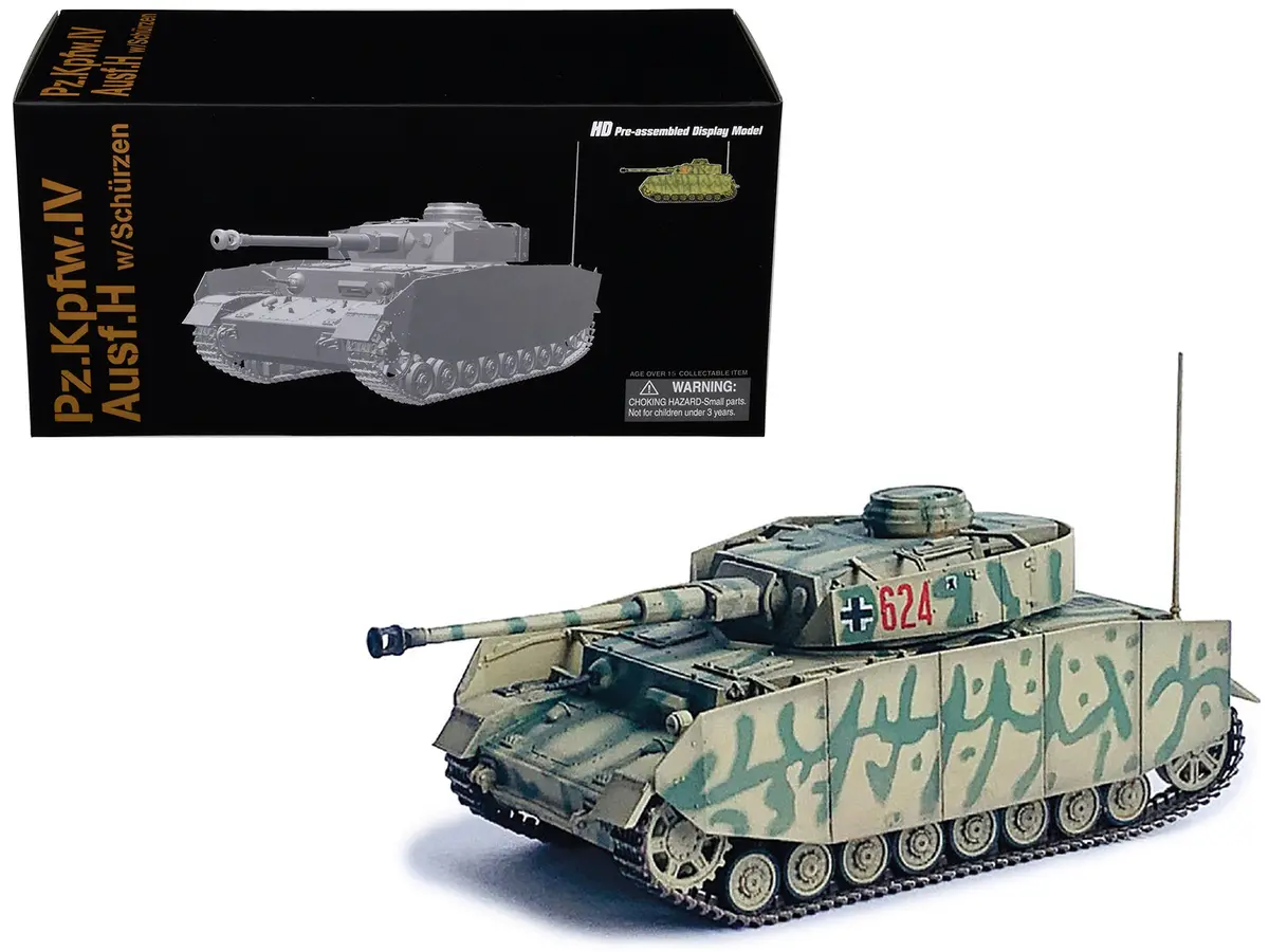 Germany Pz.Kpfw.Iv Ausf.H With Schurzen Tank #624 "3.Pz.Div. Ukraine" (1943) "Neo Dragon Armor" Series 1/72 Plastic Model By Dragon Models 1