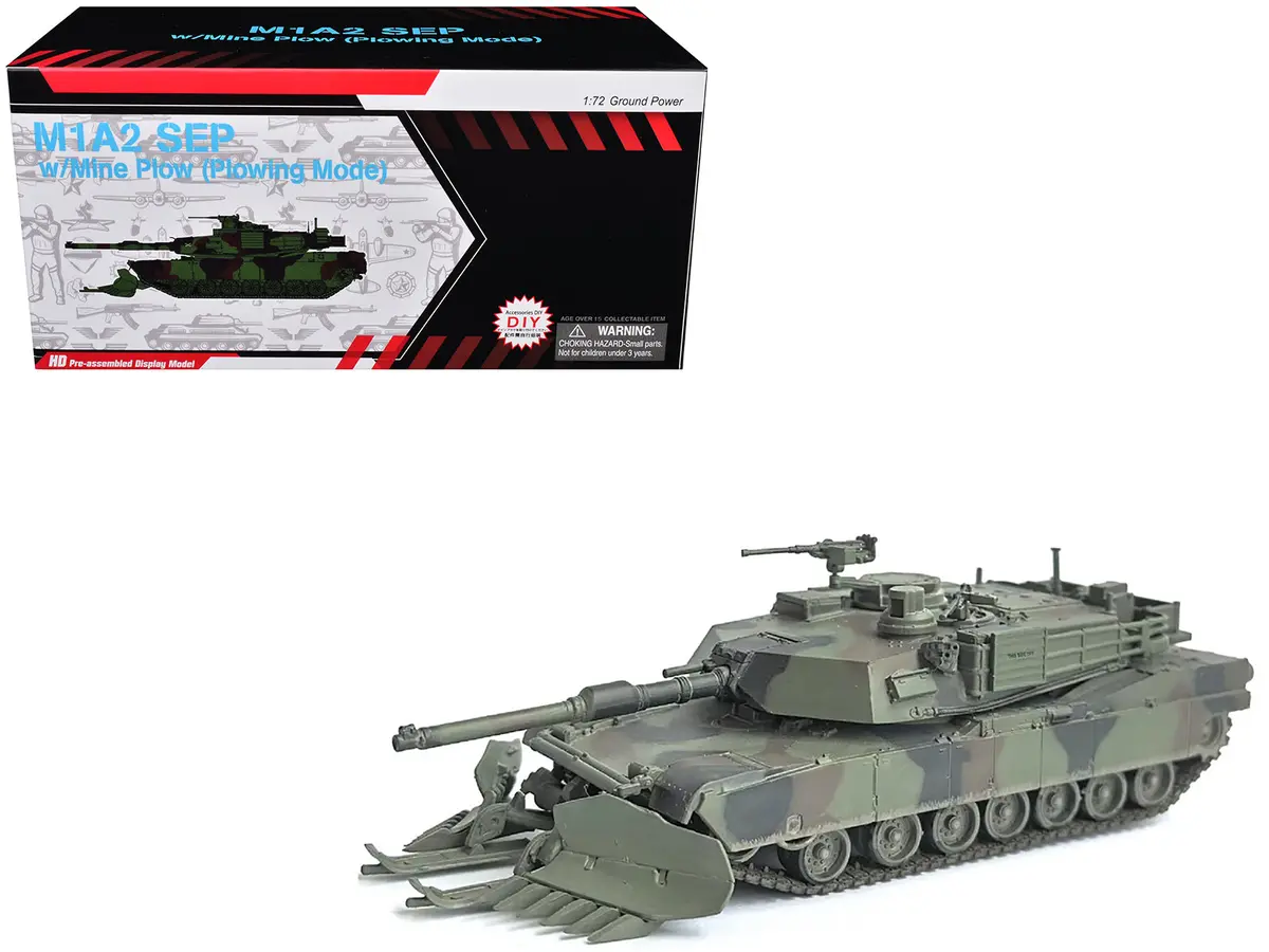 United States M1a2 Sep (System Enhancement Package) Tank With Mine Plow (Plowing Mode) "United States Army 1St Battalion 16Th Cav. Reg. Fort Knox" (2002)" Green Camouflage "Neo Dragon Armor" Series 1/72 Plastic Model By Dragon Models 1