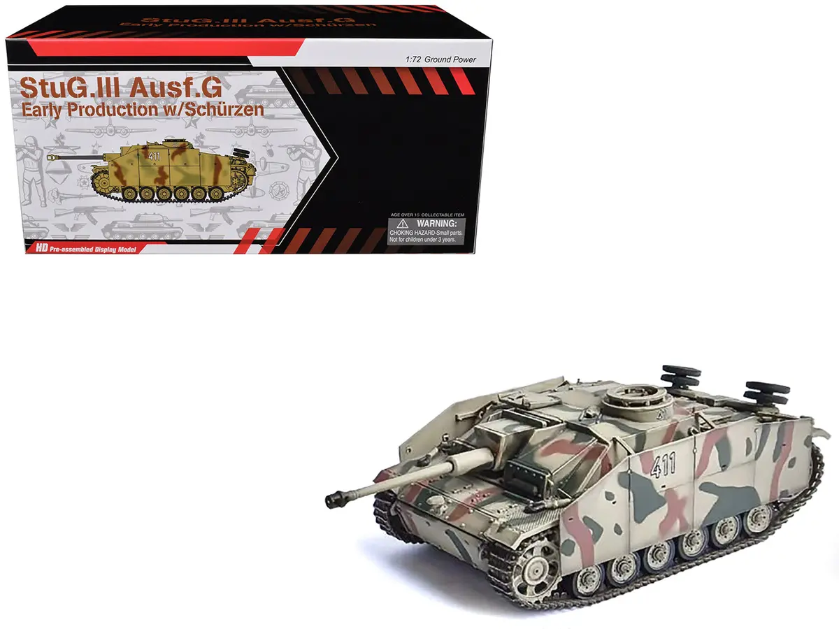 German Stug.Iii Ausf.G Early Production Tank With Schurzen #411 "Panzer Abteilung 115 Italy" (1943) "Neo Dragon Armor" Series 1/72 Plastic Model By Dragon Models 1