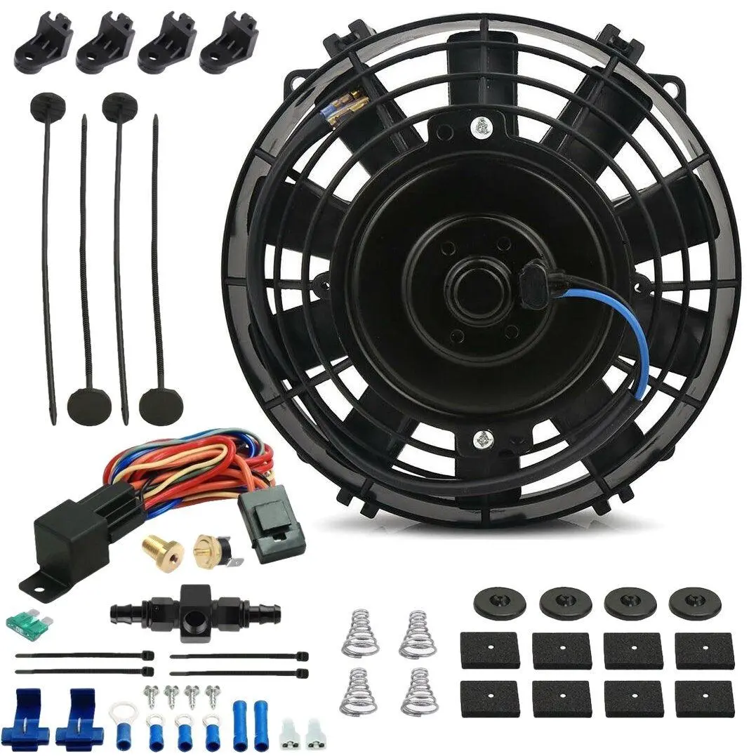 7-8 Inch 90W Electric Cooling Fan In-Line Thermostat Temperature Switch 1