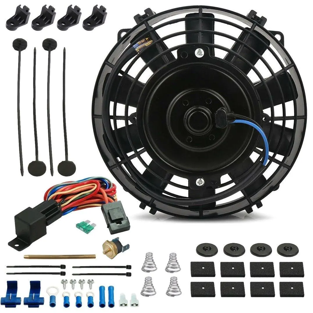 7-8 Inch 90W Electric Trans Cooler Fan Push-In Probe Thermostat Switch 1
