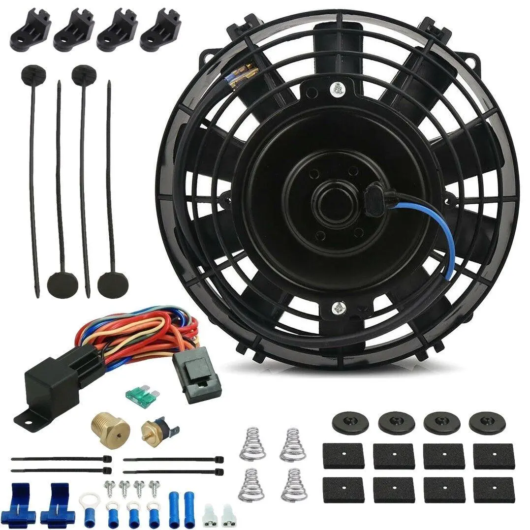7-8 Inch 90W Electric Cooling Fan Npt Thermostat Temperature Switch Kit 1