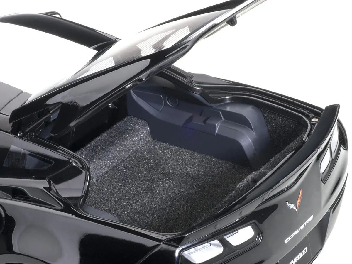 2017 Chevrolet Corvette C7 Grand Sport Black With White Stripe And Yellow Fender Hash Marks 1/18 Model Car By Autoart 2