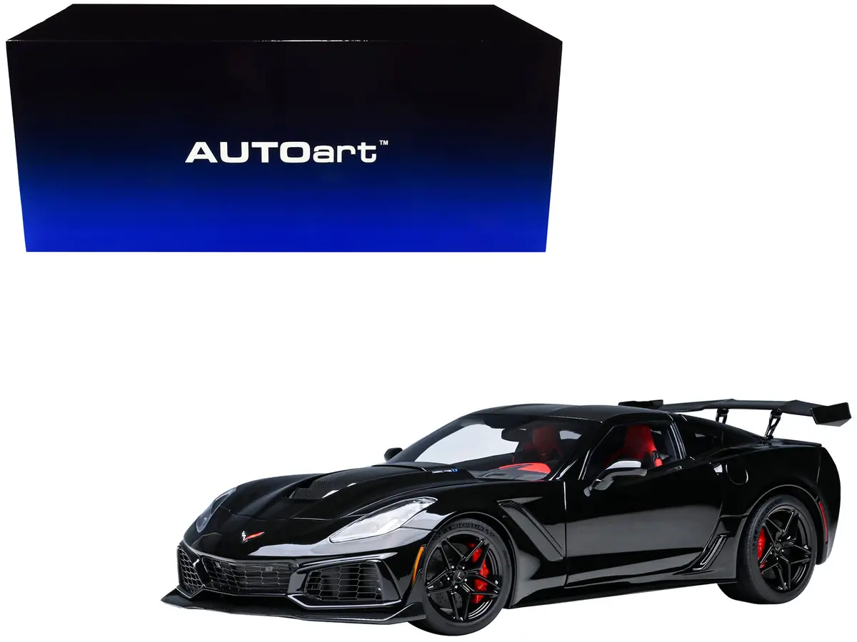 2019 Chevrolet Corvette C7 Zr1 Black With Carbon Top 1/18 Model Car By Autoart 1