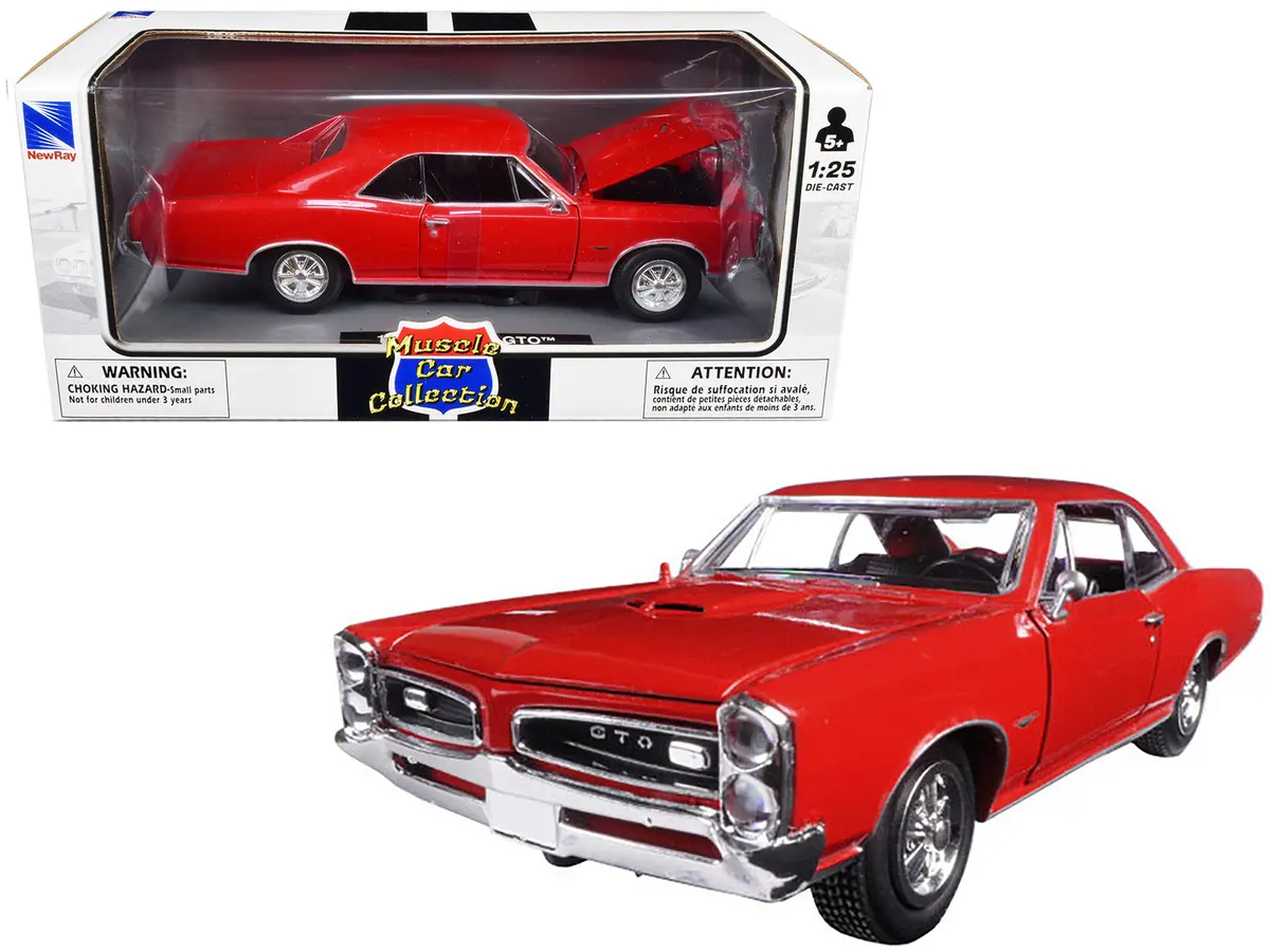 1966 Pontiac Gto Red "Muscle Car Collection" 1/25 Diecast Model Car By New Ray 1