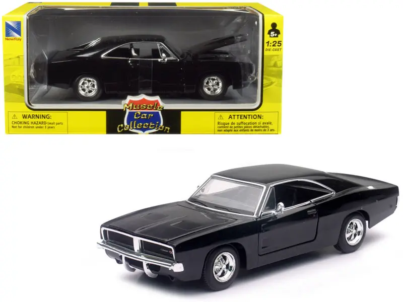 1969 Dodge Charger R/T Black "Muscle Car Collection" 1/25 Diecast Model Car By New Ray 1