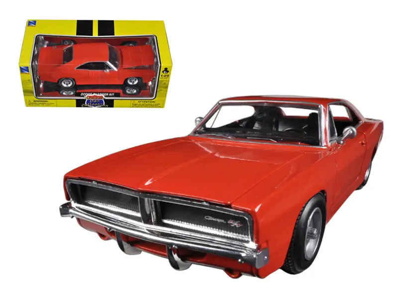 1969 Dodge Charger R/T Orange 1/25 Diecast Model Car By New Ray 1