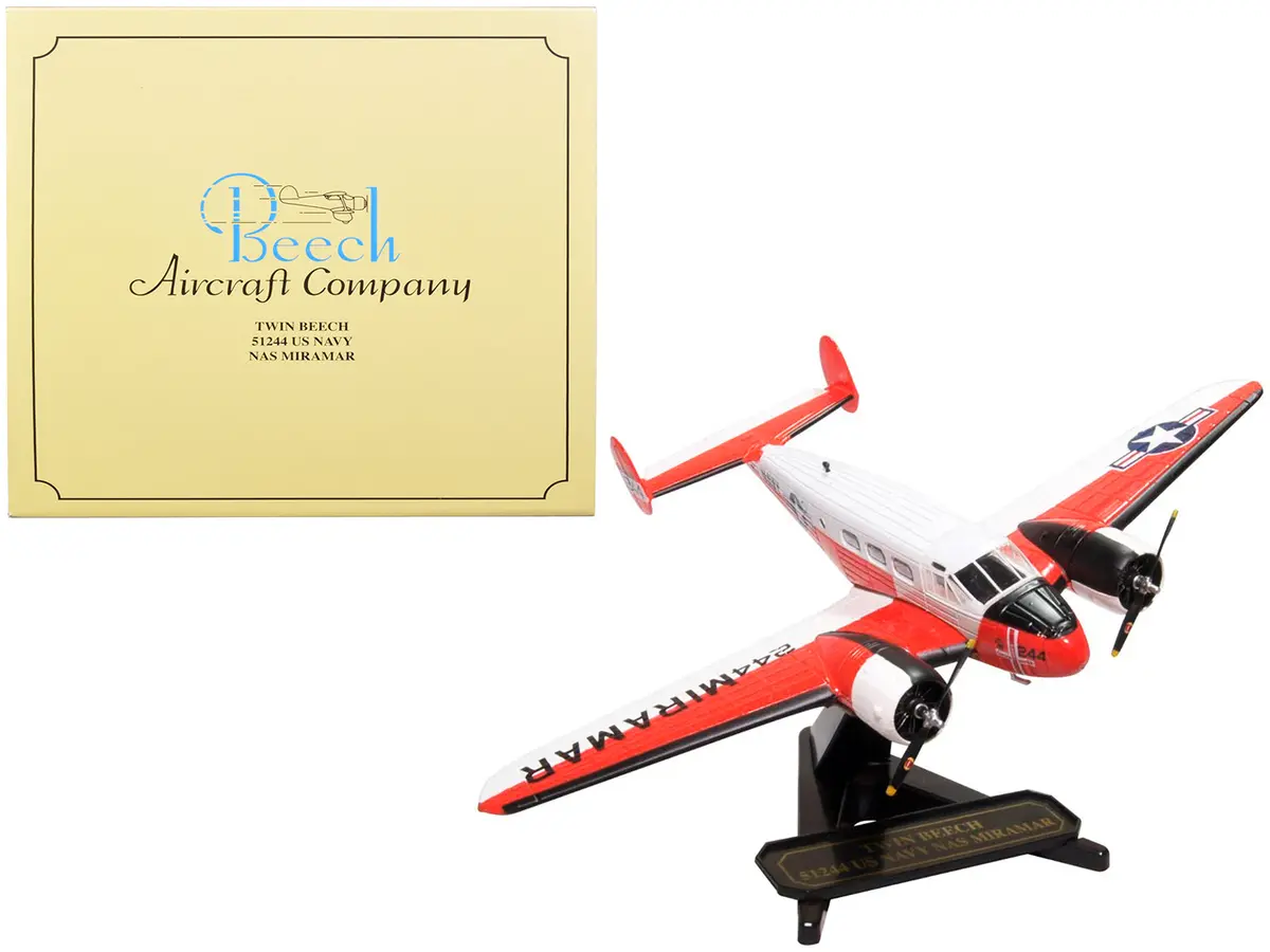 Beech Uc-45J Expeditor (Twin Beech) Aircraft "51244 Us Navy Naval Air Station Miramar - San Diego Ca" 1/72 Diecast Model Airplane By Oxford Diecast 1
