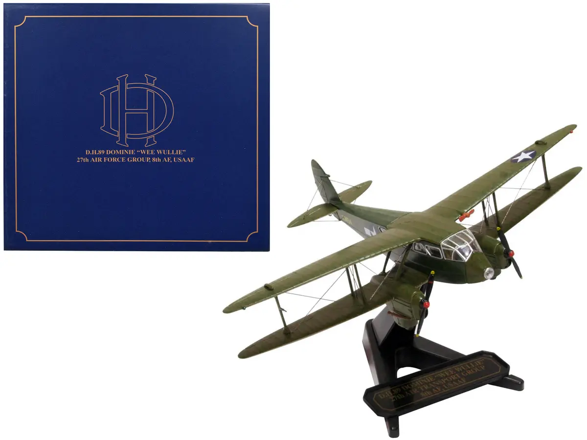 De Havilland D.H.89 Dominie Dragon Rapide Aircraft "Wee Wullie" "27Th Air Force Group 8Th Af Usaaf" 1/72 Diecast Model Airplane By Oxford Diecast 1