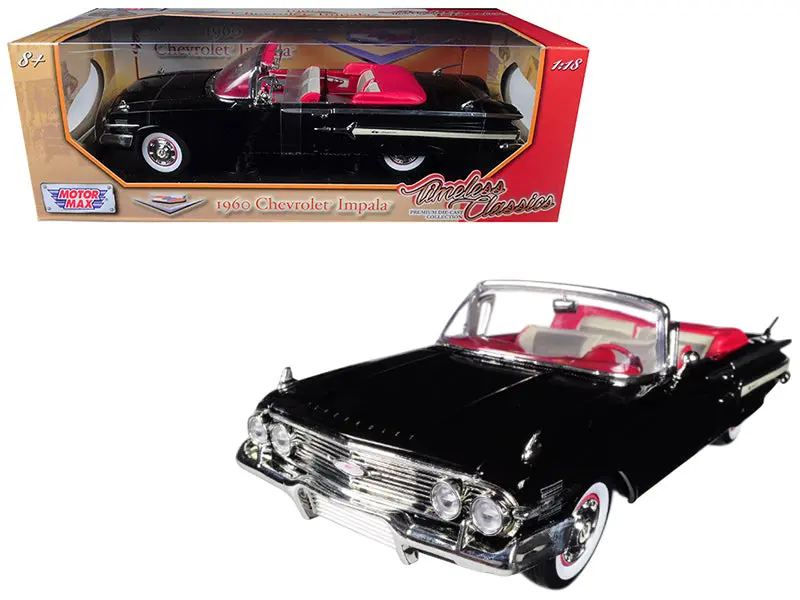 1960 Chevrolet Impala Convertible Black 1/18 Diecast Model Car By Motormax 1