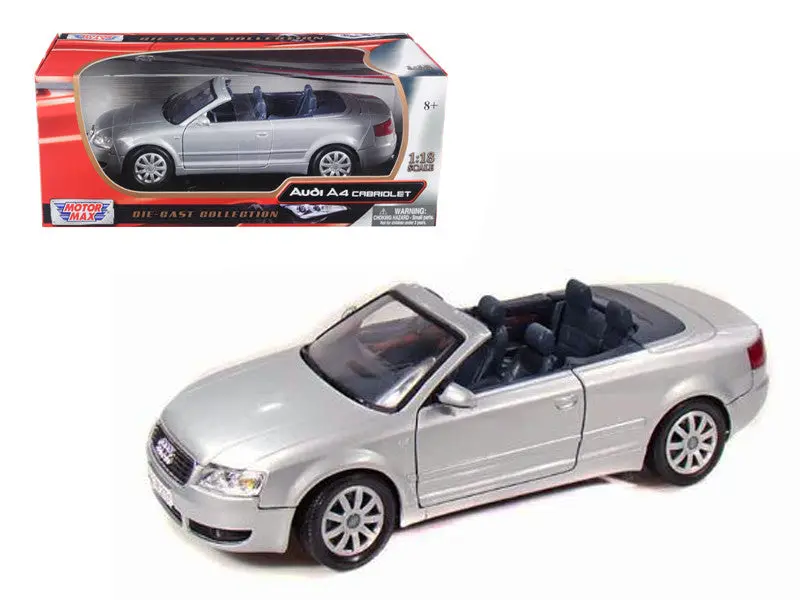 Audi A4 Silver Convertible 1/18 Diecast Model Car By Motormax 1