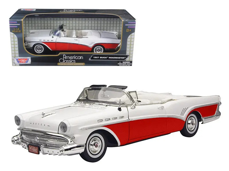 1957 Buick Roadmaster Convertible Red 1/18 Diecast Model Car By Motormax 1
