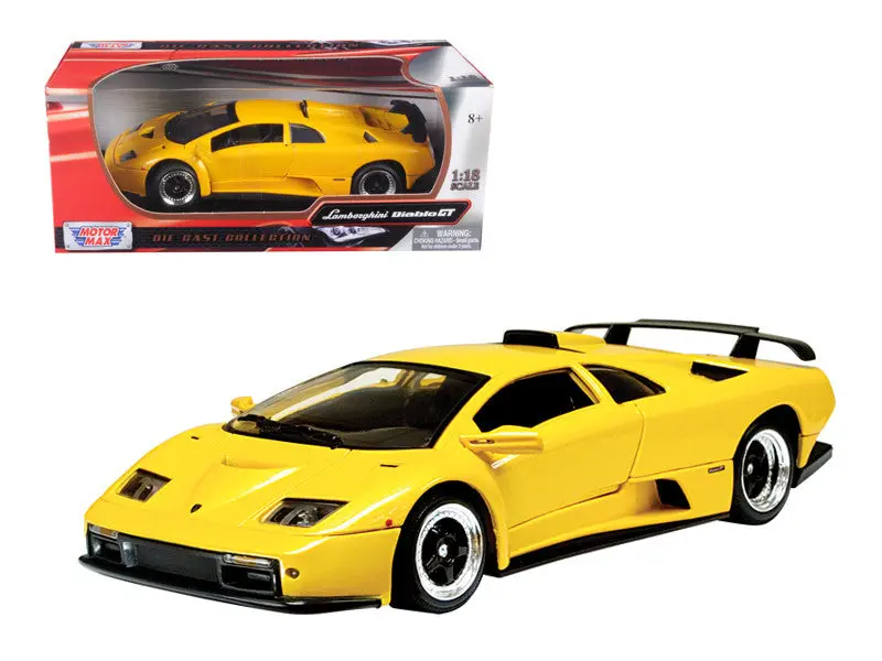 Lamborghini Diablo Gt Yellow 1/18 Diecast Model Car By Motormax 1