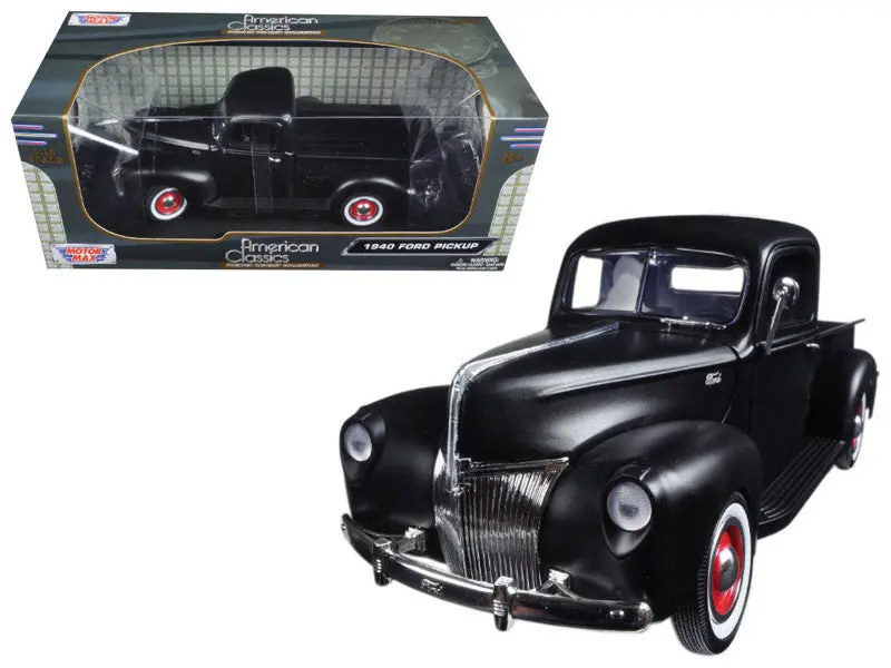 1940 Ford Pickup Truck Matte Black 1/18 Diecast Model By Motormax 1