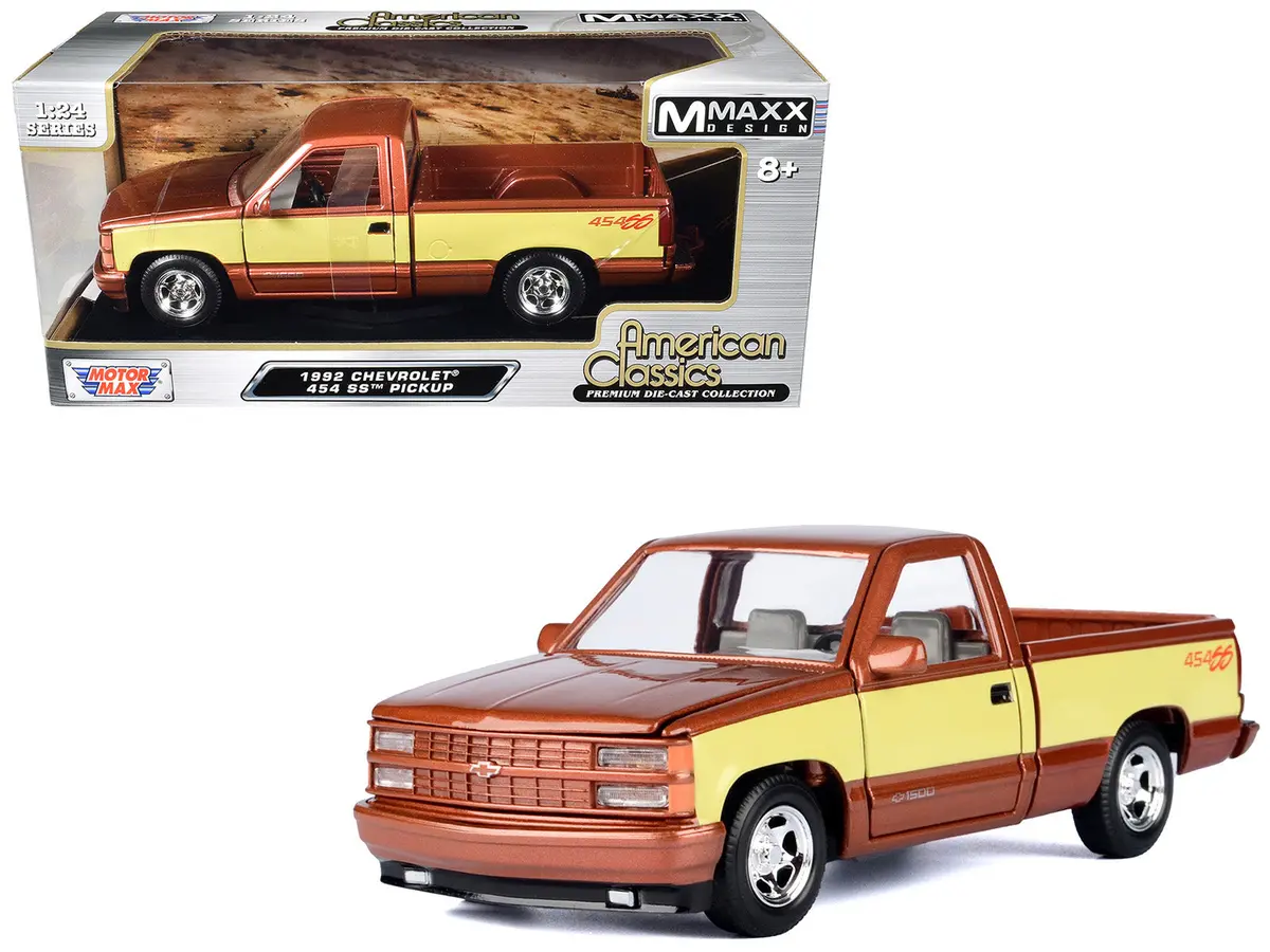 1992 Chevrolet 454 Ss Pickup Truck Copper Metallic With Beige Sides "American Classics" Series 1/24 Diecast Model By Motormax 1