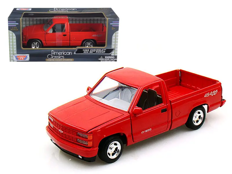 1992 Chevrolet Ss 454 Pickup Truck Red 1/24 Diecast Model By Motormax 1