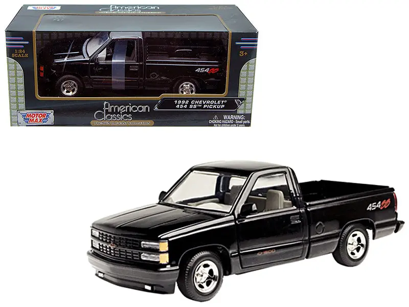 1992 Chevrolet Ss 454 Pickup Truck Black 1/24 Diecast Model By Motormax 1