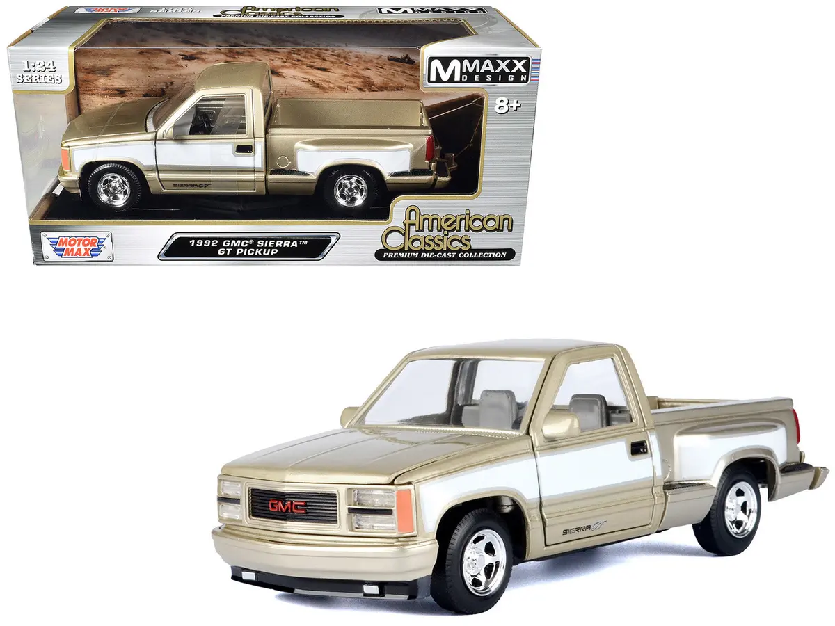 1992 Gmc Sierra Gt Pickup Truck Gold Metallic With White Sides "American Classics" Series 1/24 Diecast Model By Motormax 1