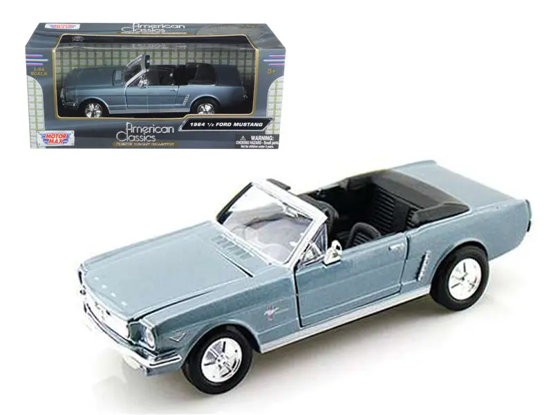 1964 1/2 Ford Mustang Convertible Light Blue 1/24 Diecast Model Car By Motormax 1
