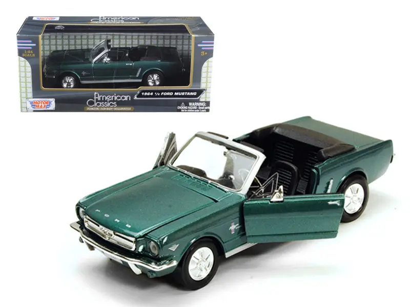 1964 1/2 Ford Mustang Convertible Green Metallic 1/24 Diecast Model Car By Motormax 1