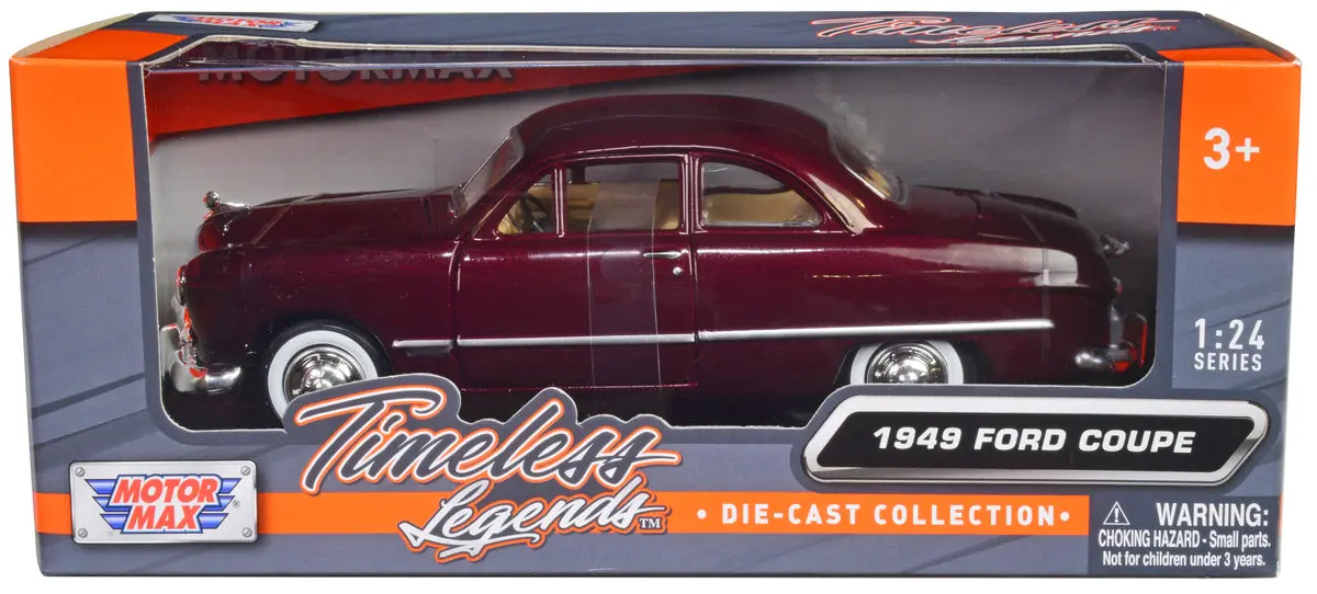 1949 Ford Coupe Burgundy 1/24 Diecast Model Car By Motormax 1