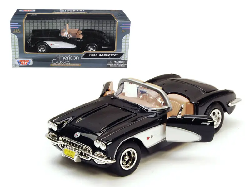 1959 Chevrolet Corvette Black 1/24 Diecast Model Car By Motormax 1