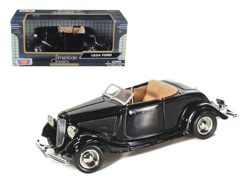 1934 Ford Coupe Convertible Black 1/24 Diecast Model Car By Motormax 1