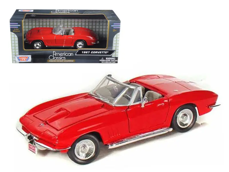 1967 Chevrolet Corvette Red Convertible 1/24 Diecast Model Car By Motormax 1