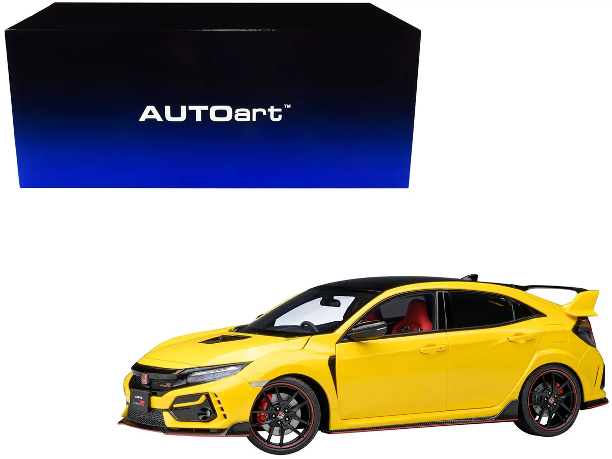 2021 Honda Civic Type R (Fk8) Rhd (Right Hand Drive) Sunlight Yellow Limited Edition 1/18 Model Car By Autoart 1
