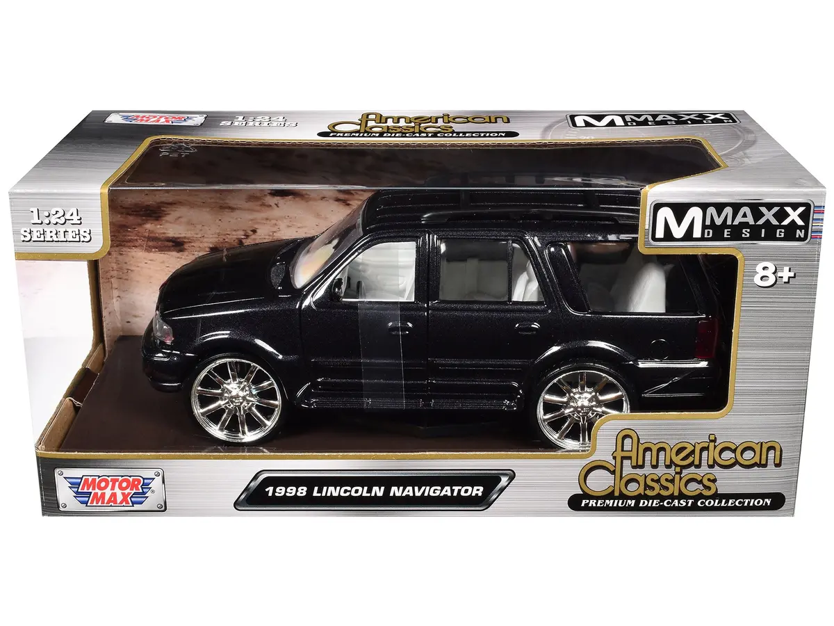 1998 Lincoln Navigator Black Metallic With White Interior "Maxx Design" "American Classics" Series 1/24 Diecast Model By Motormax 1