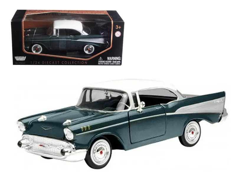 1957 Chevrolet Bel Air Green 1/24 Diecast Model Car By Motormax 1