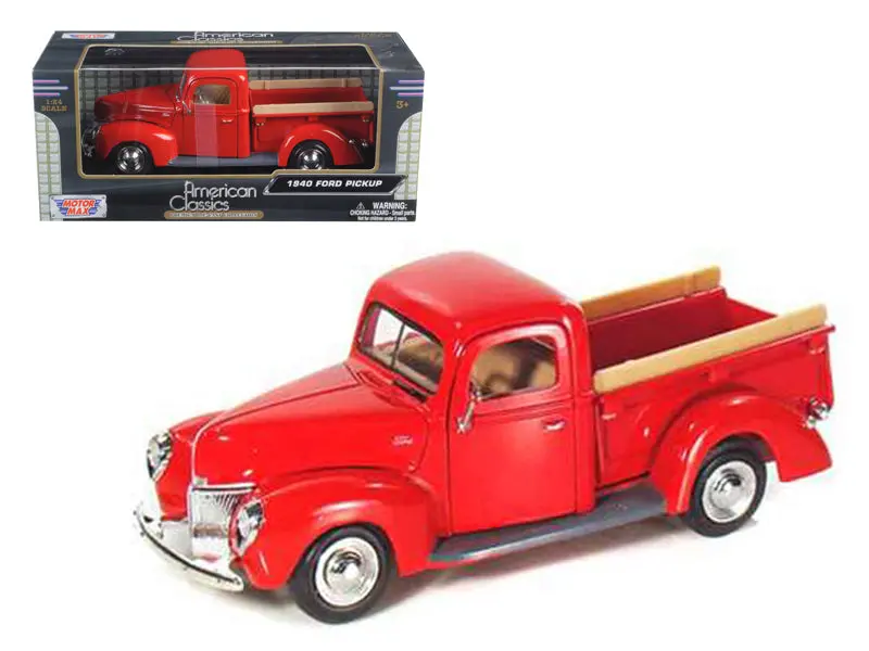 1940 Ford Pickup Truck Red 1/24 Diecast Model By Motormax 1