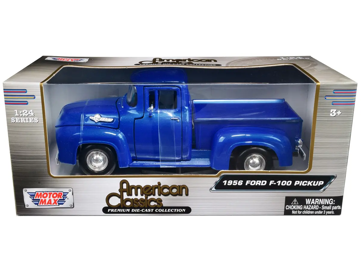 1956 Ford F-100 Pickup Truck Blue Metallic "American Classics" Series 1/24 Diecast Model By Motormax 1