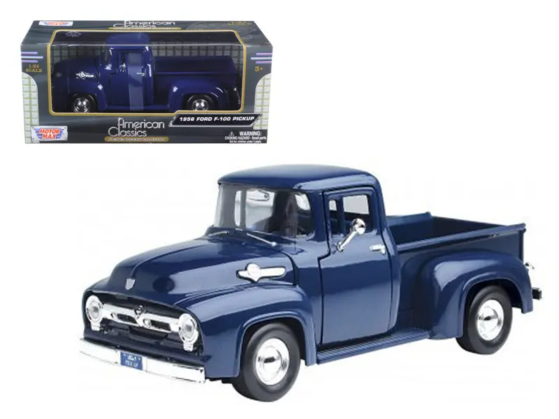 1956 Ford F-100 Pickup Blue 1/24 Diecast Model By Motormax 1