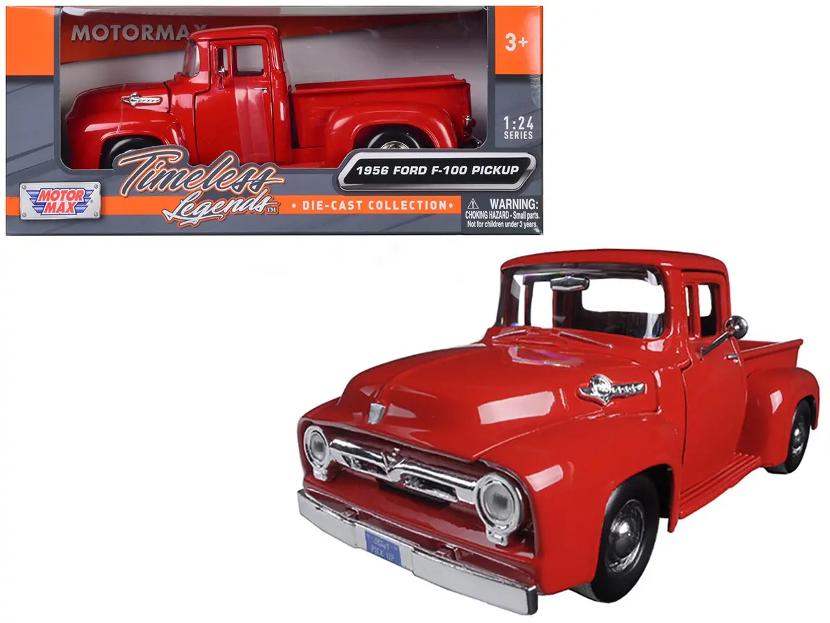 1956 Ford F-100 Pickup Red 1/24 Diecast Model By Motormax 1