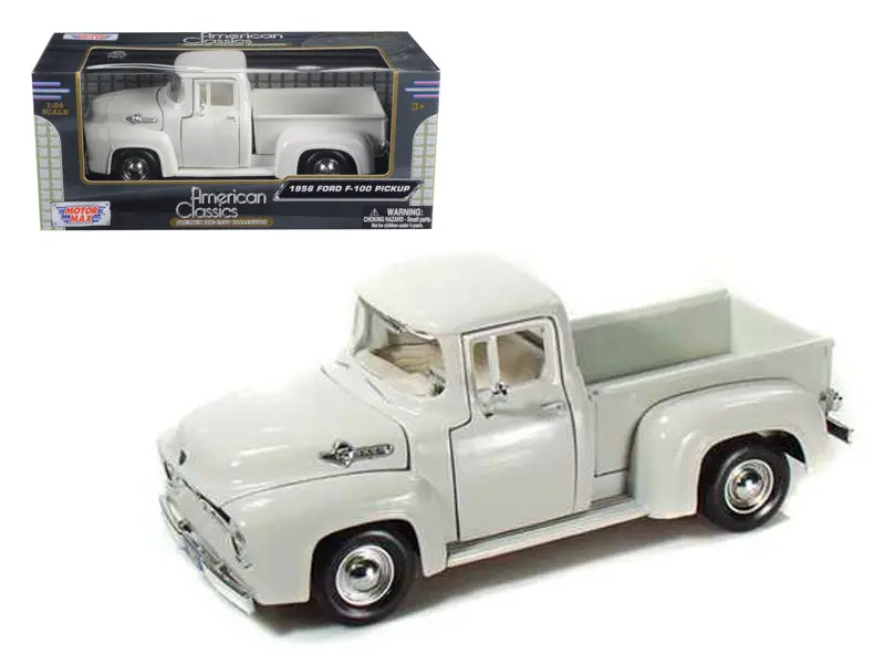 1956 Ford F-100 Pickup White 1/24 Diecast Model By Motormax 1