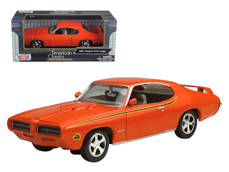 1969 Pontiac Gto Judge Orange 1/24 Diecast Model Car By Motormax 1