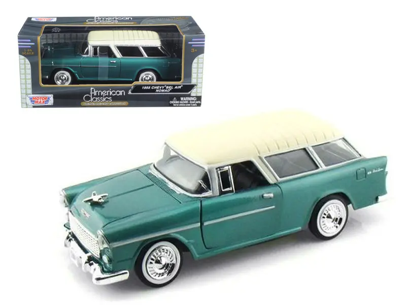 1955 Chevrolet Nomad Green 1/24 Diecast Model Car By Motormax 1