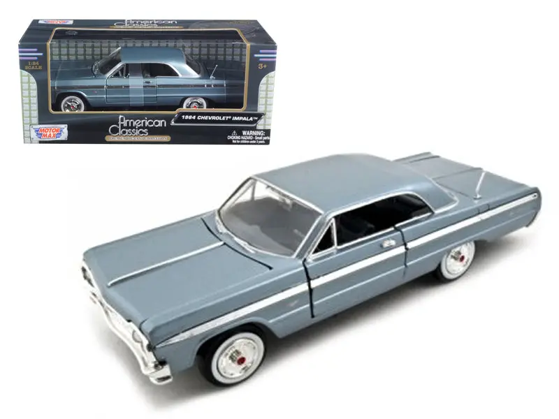 1964 Chevrolet Impala Blue 1/24 Diecast Model Car By Motormax 1
