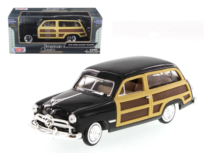 1949 Ford Woody Wagon Black 1/24 Diecast Model Car By Motormax 1