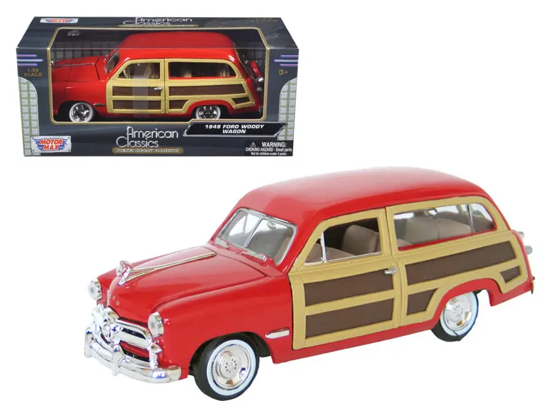 1949 Ford Woody Wagon Red 1/24 Diecast Model Car By Motormax 1