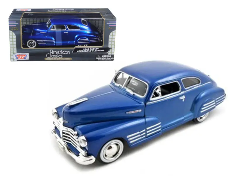 1948 Chevy Aerosedan Fleetline Blue 1/24 Diecast Model Car By Motormax 1
