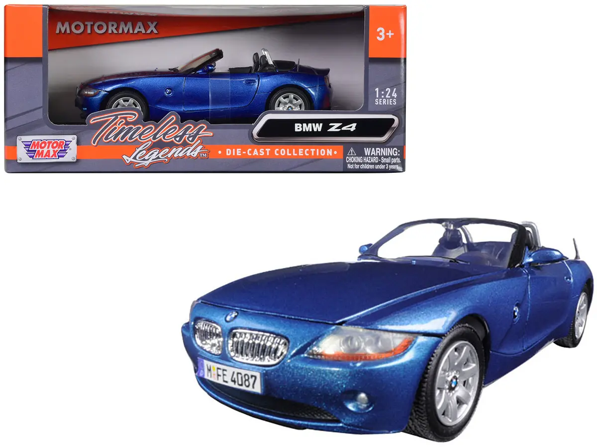 Bmw Z4 Convertible Blue 1/24 Diecast Model Car By Motormax 1
