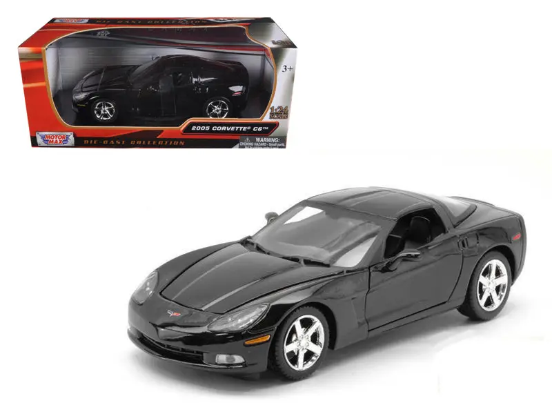 2005 Chevrolet Corvette C6 Coupe Black 1/24 Diecast Model Car By Motormax 1