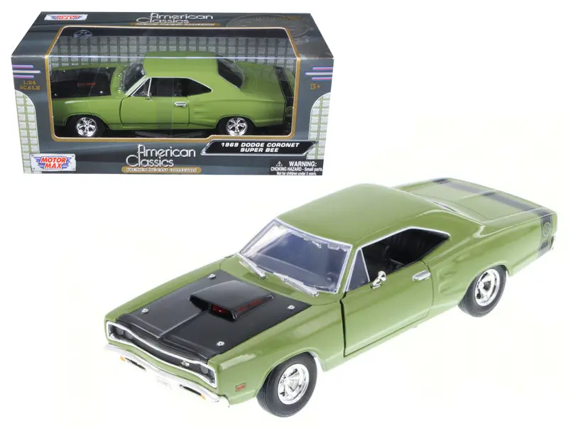 1969 Dodge Coronet Super Bee Green 1/24 Diecast Model Car By Motormax 1