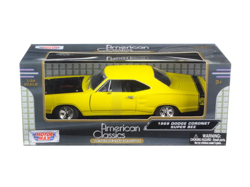 1969 Dodge Coronet Super Bee Yellow 1/24 Diecast Model Car By Motormax 1