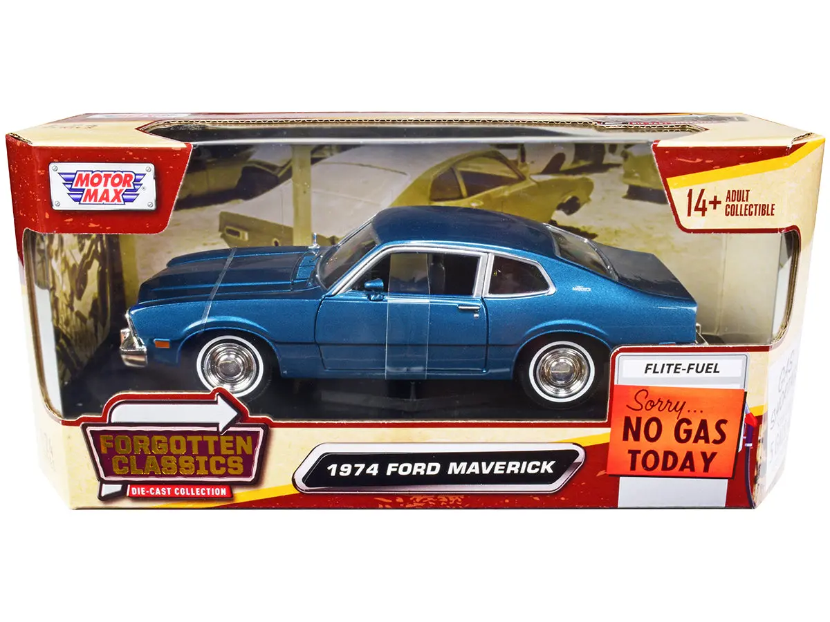 1974 Ford Maverick Blue Metallic "Forgotten Classics" Series 1/24 Diecast Model Car By Motormax 1