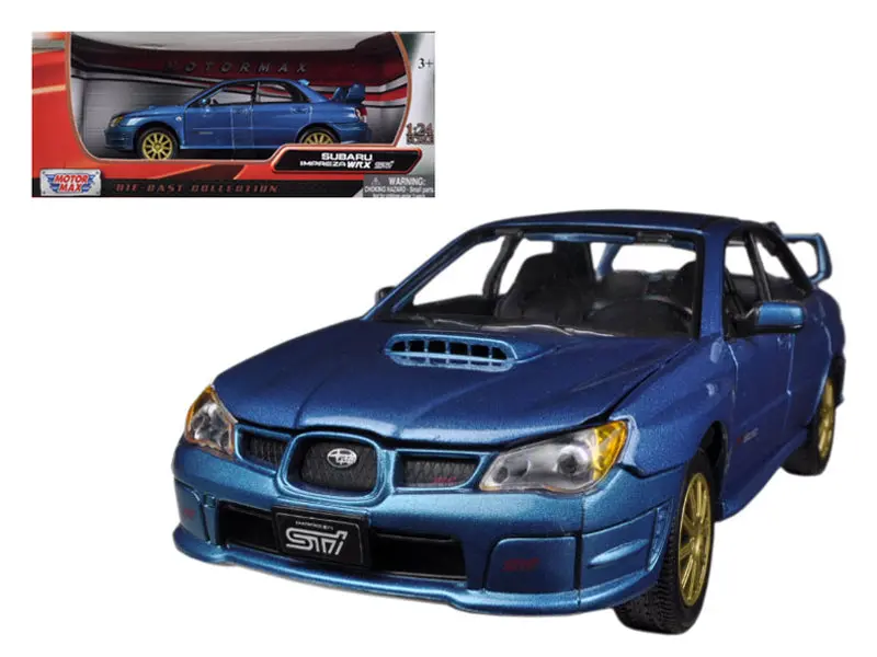 Subaru Impreza Wrx Sti Blue Metallic 1/24 Diecast Model Car By Motormax 1