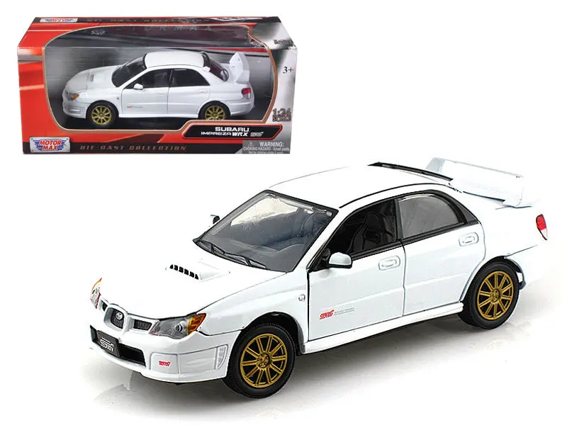 Subaru Impreza Wrx Sti White 1/24 Diecast Model Car By Motormax 1