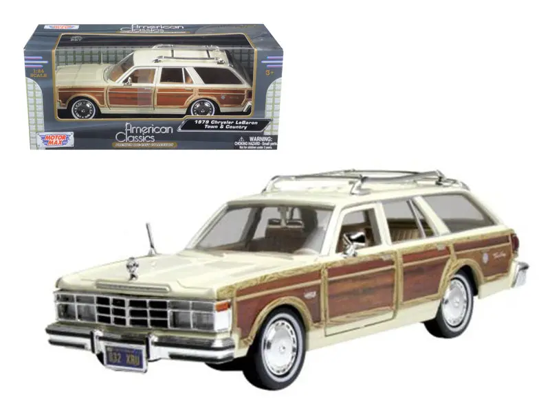 1979 Chrysler Lebaron Town & Country Wagon Cream 1/24 Diecast Model Car By Motormax 1